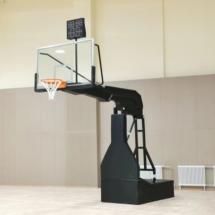 室内高度枪式电动液压篮球架安装完毕