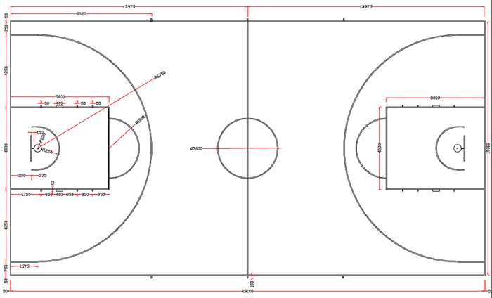标准篮球场尺寸清晰图及篮球架位置