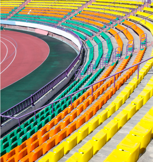 A middle school in Inner Mongolia, China installed outdoor stadium seats